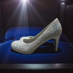 Silver Slipper Sparkling Silver Women's Heels BT14